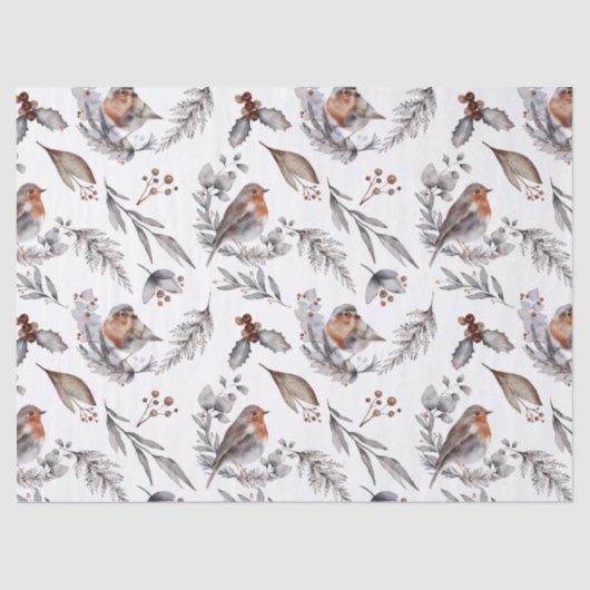 Rustige Winter Sparrow-kerstcadeau Tissuepapier (Voorkant)