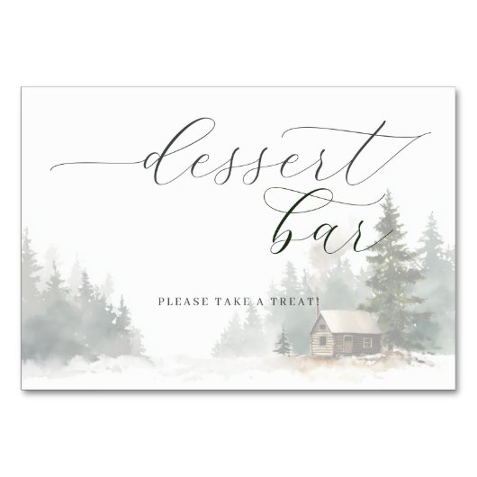 Rustige Winter Waterverf Dessert Bar Bord Kaart (Voorkant)