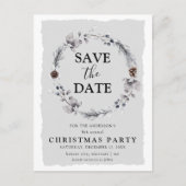 Rustige winter Wreath Kerstmis sparen de datum Uitnodiging Briefkaart (Voorkant)