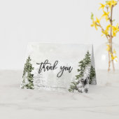 Rustige winterbomen bruiloft bedankt je kaart (Gele Bloem)