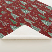 Rustige winterbos Snewing Red Waterverf Stars Sherpa Deken (3/4)