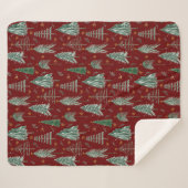 Rustige winterbos Snewing Red Waterverf Stars Sherpa Deken (Voorkant (horizontaal))