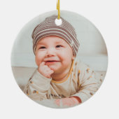 Rustige winterbossen Baby 1e Kerstdag Keramisch Ornament (Achterkant)