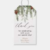 Rustige winterdenbomen baby shower dank je fav cadeaulabel (Voorkant)