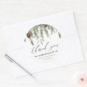 Rustige winterdenbomen baby shower dank u ronde sticker (Envelop)