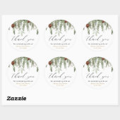 Rustige winterdenbomen baby shower dank u ronde sticker (Vel)