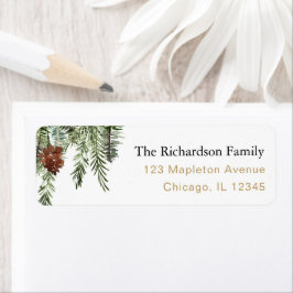 Rustige winterdenbomen etiket