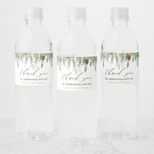 Rustige winterdenboomgaarden Etiket waterflesje (Flessen)