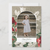  Rustige WinterFlorals Fotokerst Feestdagenkaart (Voorkant)