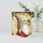 Rustige wintergnoomboom, sneeuw, lichte kerst briefkaart (Staand voorkant)