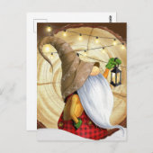 Rustige wintergnoomboom, sneeuw, lichte kerst briefkaart (Voorkant / Achterkant)