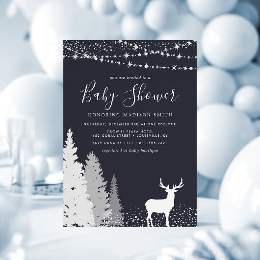 Rustige Winterherten Bos Baby Shower Kaart