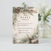 Rustige Winterhuwelijk RSVP Kaartje (Staand voorkant)
