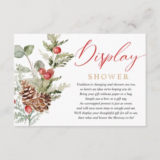 Rustige winterkerstblaasdouche informatiekaartje (Voorkant)