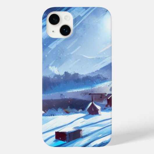 Rustige winternacht in een met sneeuw bedekt dorp Case-Mate iPhone case (Achterkant)