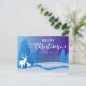 Rustige winternacht rendieren Kerstmis Feestdagenkaart (Staand voorkant)
