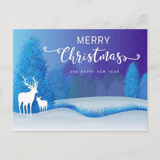 Rustige winternacht rendieren Kerstmis Feestdagenkaart (Voorkant)