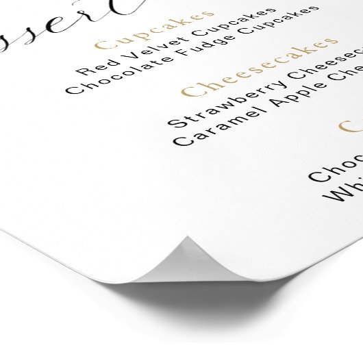 Rustige winterpines Dessert Bar, bord Poster (Hoek)