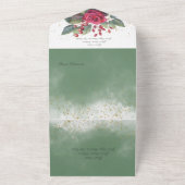 Rustige winterrode Rozen geen diner All In One Uitnodiging (Buitenkant)