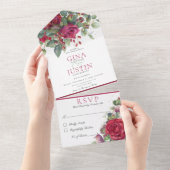 Rustige winterrode Rozen geen diner All In One Uitnodiging (Afscheurbaar)