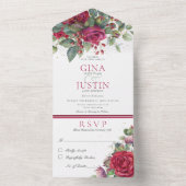 Rustige winterrode Rozen geen diner All In One Uitnodiging (Binnen)