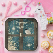 Rustige winterschoudersterren, sneeuwvlokken, voge papieren bordje (Feest)