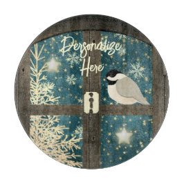 Rustige winterschoudersterren, sneeuwvlokken, voge snijplank