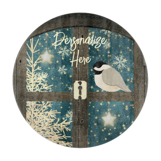 Rustige winterschoudersterren, sneeuwvlokken, voge snijplank (Voorkant)