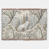 Rustige winterse bosscène met witte wolven deken (Voorkant)