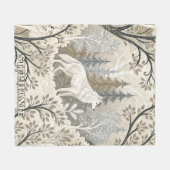 Rustige winterse bosscène met witte wolven fleece deken (Voorkant (Horizontaal))