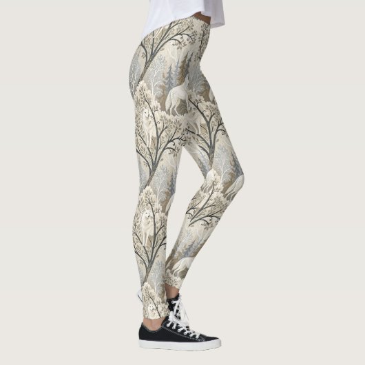 Rustige winterse bosscène met witte wolven leggings (Rechts)