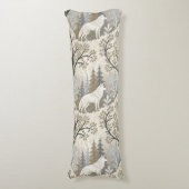 Rustige winterse bosscène met witte wolven lichaamskussen (Voorkant Verticaal)