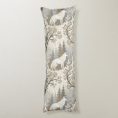 Rustige winterse bosscène met witte wolven lichaamskussen (Achterkant (Verticaal))