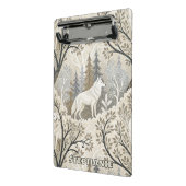 Rustige winterse bosscène met witte wolven mini klembord (Angled2)