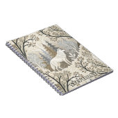 Rustige winterse bosscène met witte wolven notitieboek (Rechterzijde)