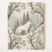 Rustige winterse bosscène met witte wolven planner (Achterkant)