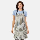 Rustige winterse bosscène met witte wolven schort (Gedragen)