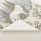 Rustige winterse bosscène met witte wolven sherpa deken (3/4)