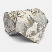 Rustige winterse bosscène met witte wolven stropdas (Opgerold)