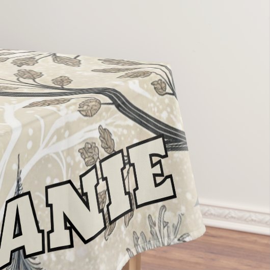 Rustige winterse bosscène met witte wolven tafelkleed (Voorbeeld)