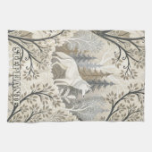 Rustige winterse bosscène met witte wolven theedoek (Horizontaal)