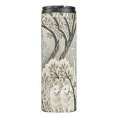 Rustige winterse bosscène met witte wolven thermosbeker (Achterkant)