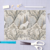 Rustige winterse bosscène met witte wolven tissuepapier (Craft)