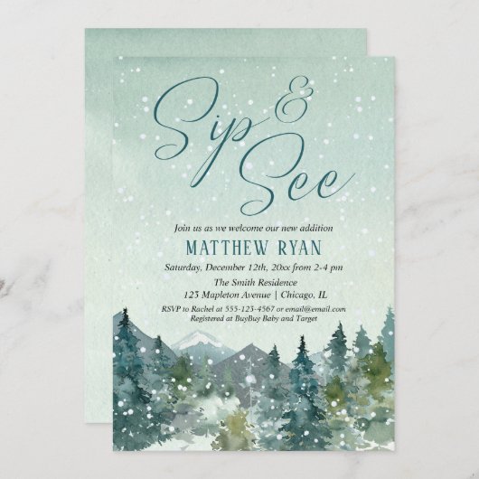 Rustige winterslaap en zie, ontmoet baby shower kaart (Voorkant / Achterkant)