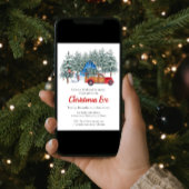 Rustige Wintersneeuw Rood kerstfeest Eve Dinner Kaart