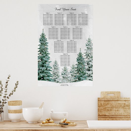 rustige wintersneeuwscène trouwzitje poster (Keuken)