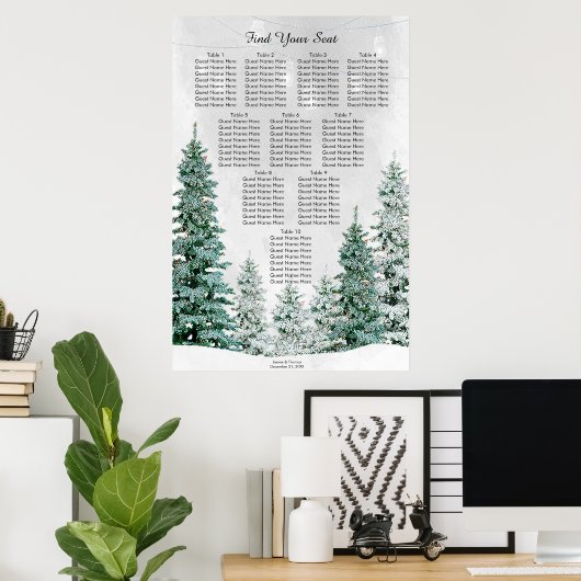 rustige wintersneeuwscène trouwzitje poster (Thuiskantoor)