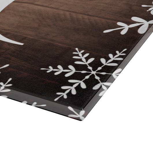 Rustige Wintersnowflakes Monogram Faux Hout Snijplank (Hoek)