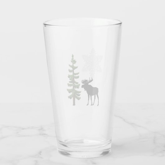 Rustige wintervakantie — Moose Snowflake Pine Tree Glas (Achterkant)