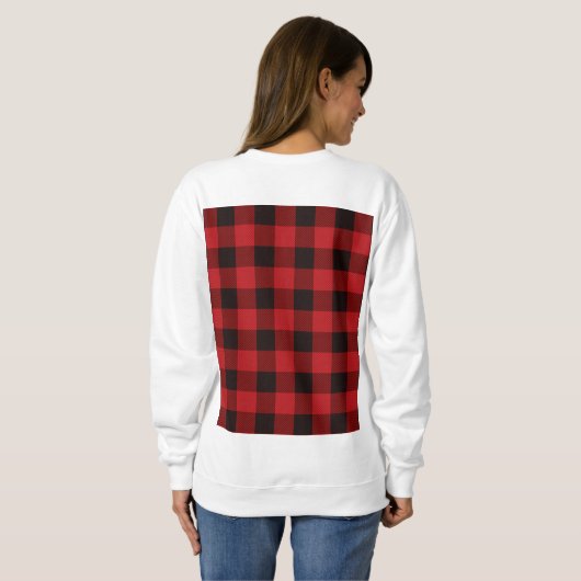 rustige wintervakantie rode zwarte buffelplein trui (Achterkant volledig)